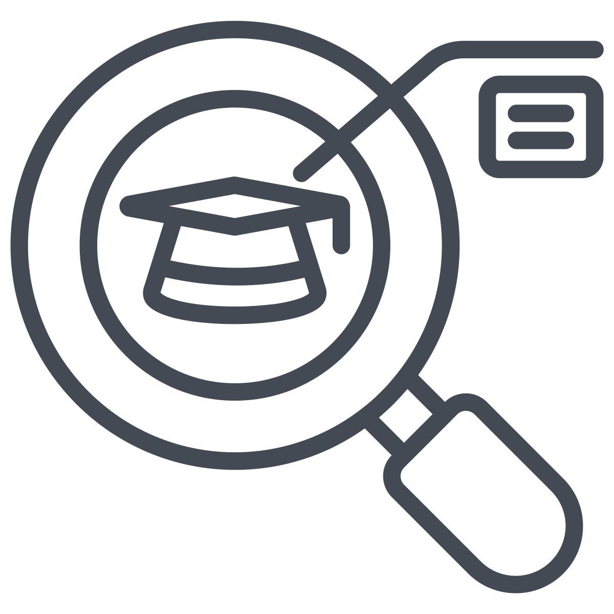 magnify mortarboard icon