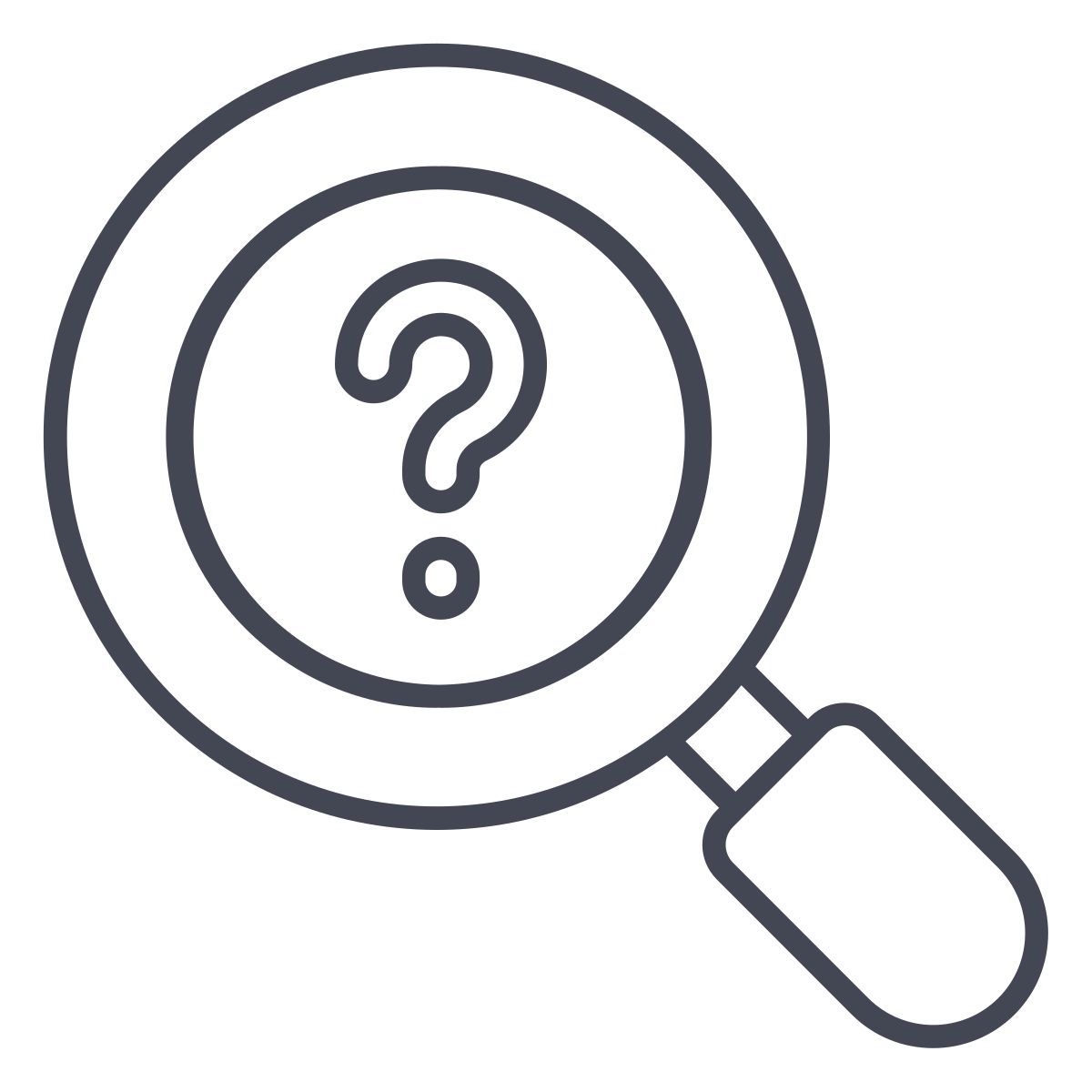 magnify question sign icon