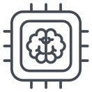 external Brain-Processor-technology-outline-design-circle icon