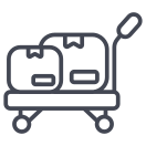 external Cargo-Cart-supply-chain-outline-design-circle icon