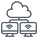 external Cloud-Connected-network-and-communication-outline-design-circle icon