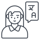 external Female-Translator-support-outline-design-circle icon