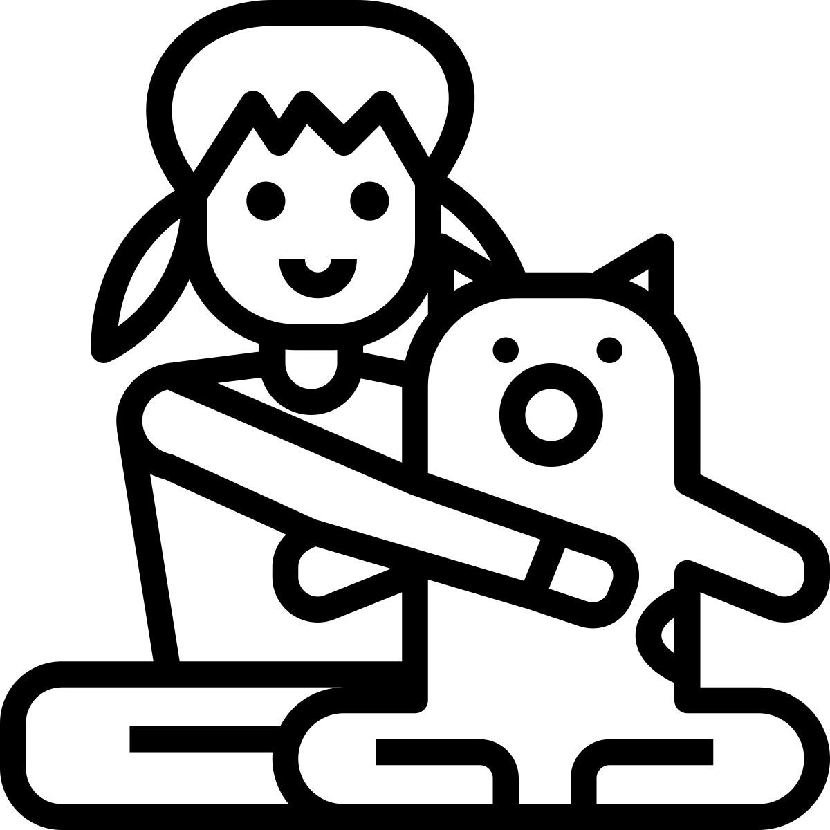 kid hugging toy icon