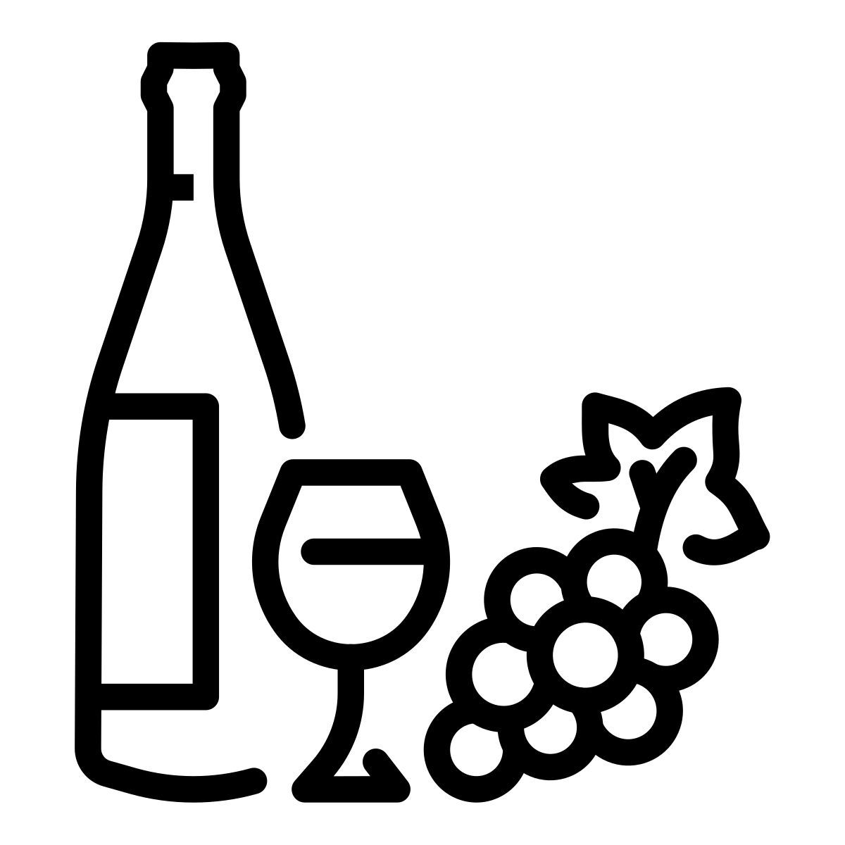 wine bottle and grapes icon