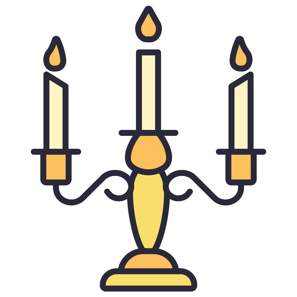 lampadario a tre candele luminose icon