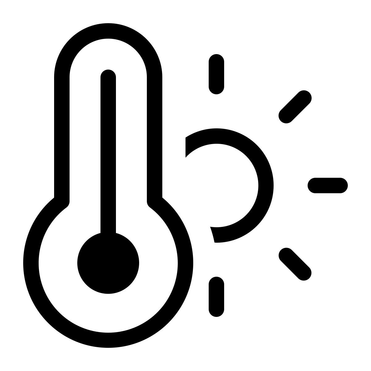 thermometer sun light icon