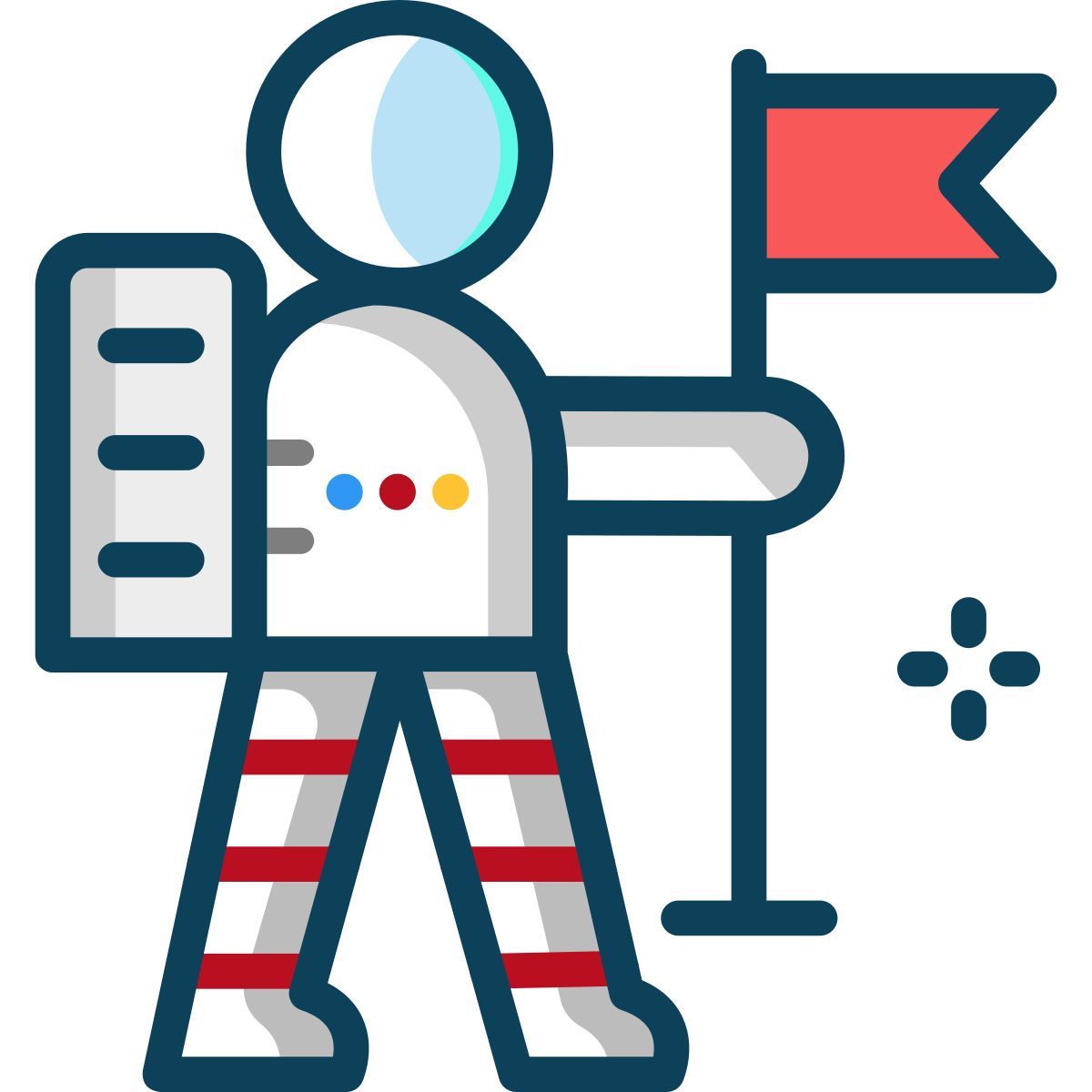 13 astronaut with flag icon