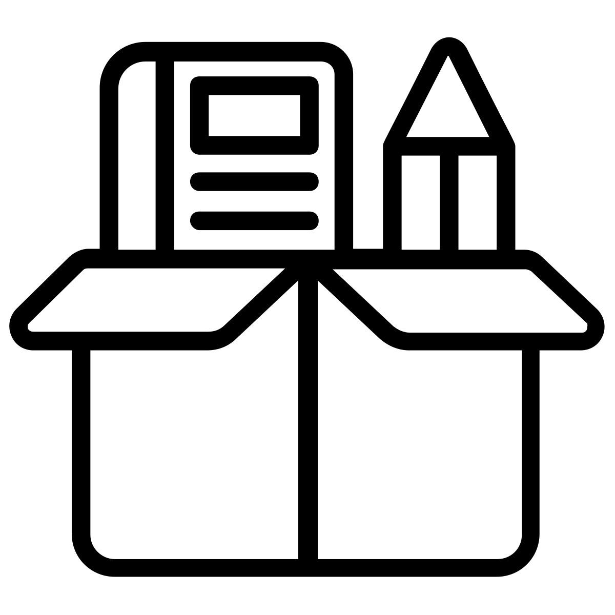book and pencil in box icon