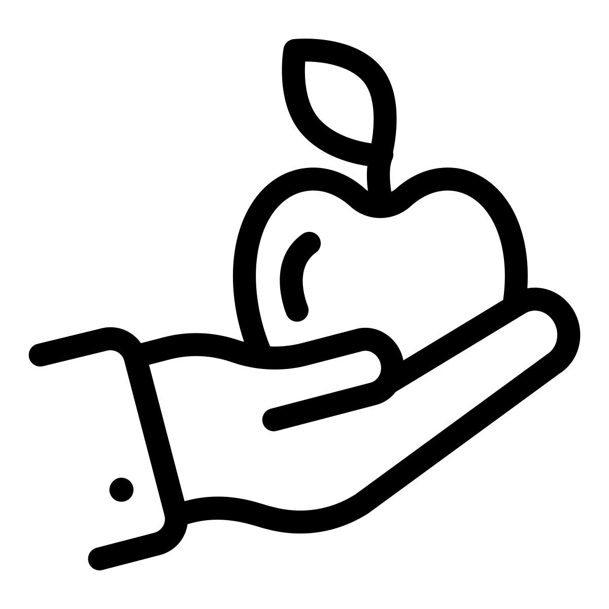 hand holding apple icon