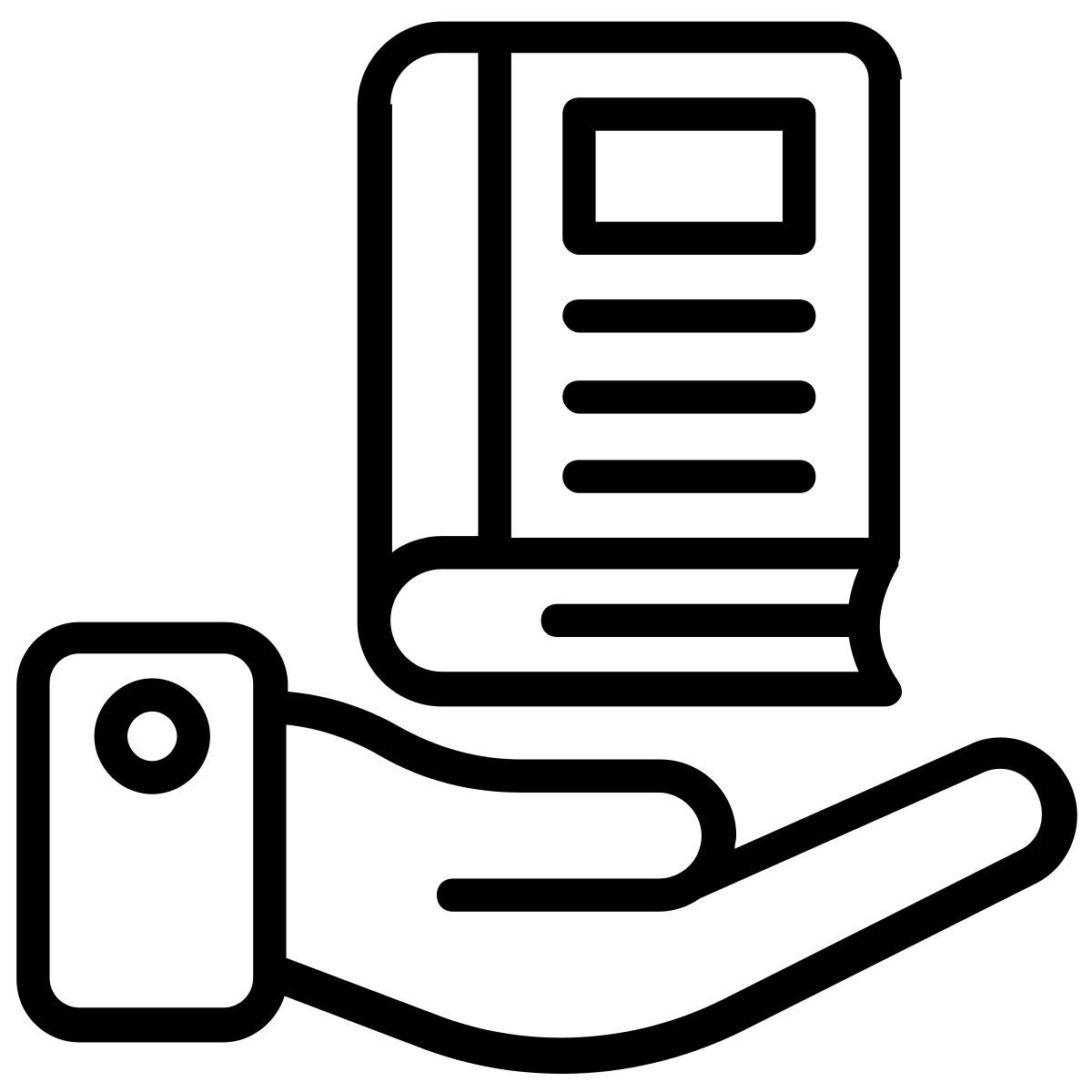 hand holding book icon