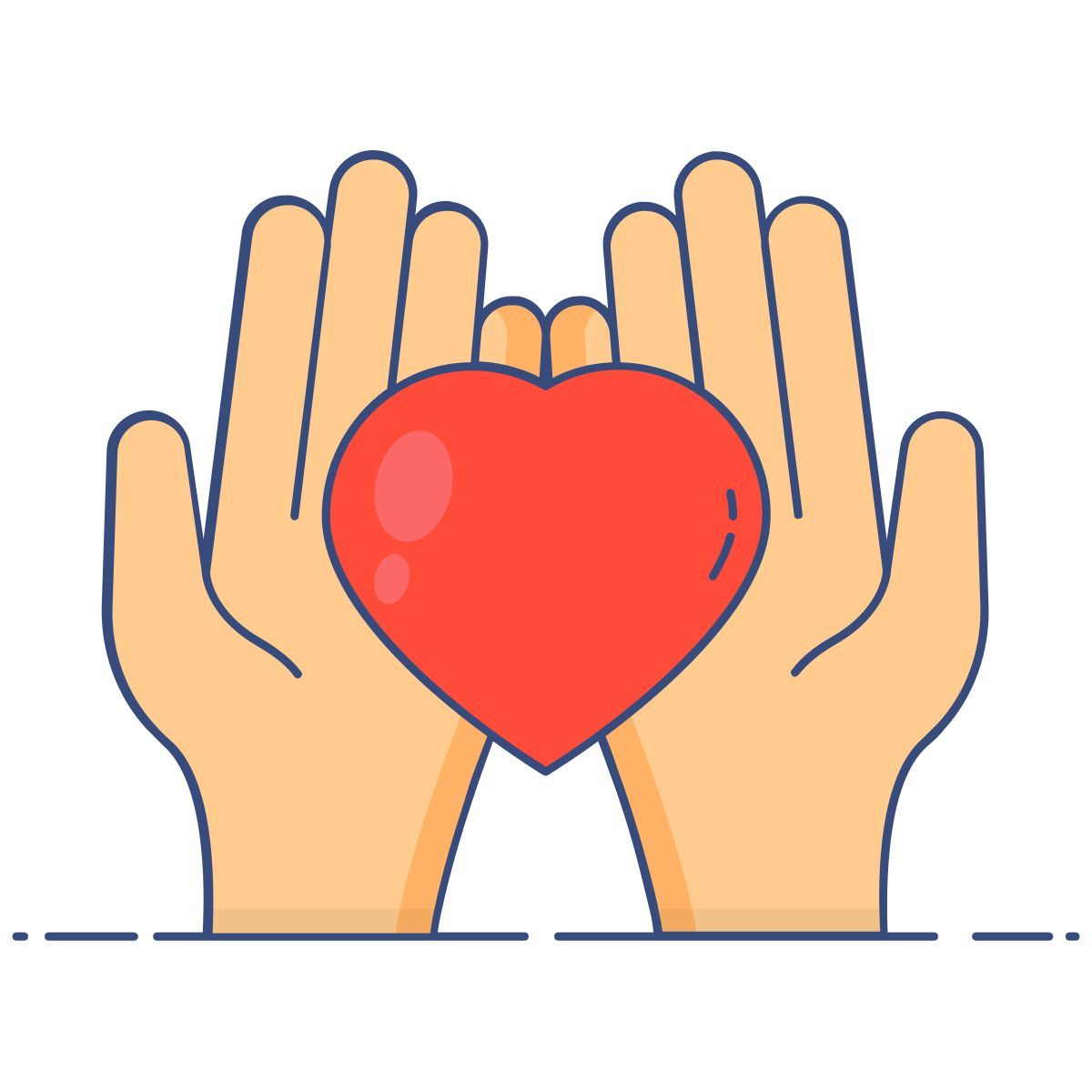 hands holding heart icon