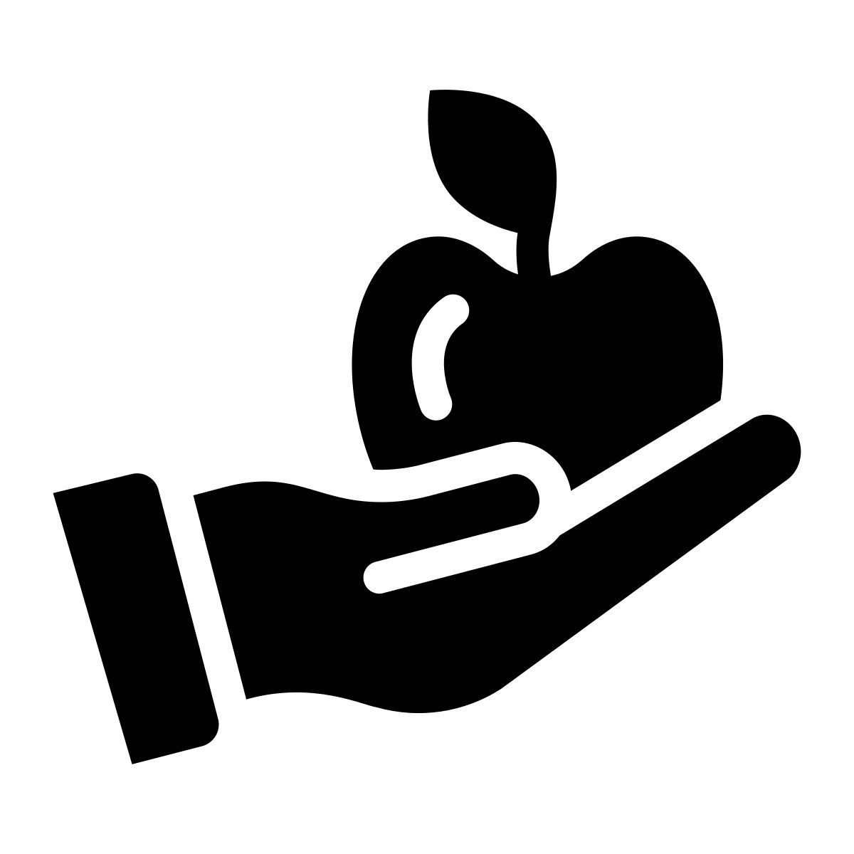 mano sosteniendo una manzana icon