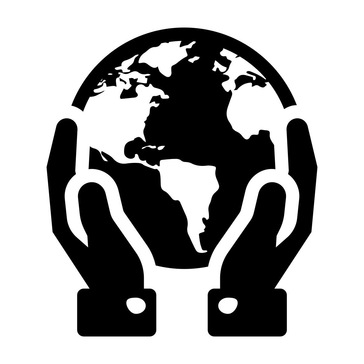 manos sosteniendo el globo icon