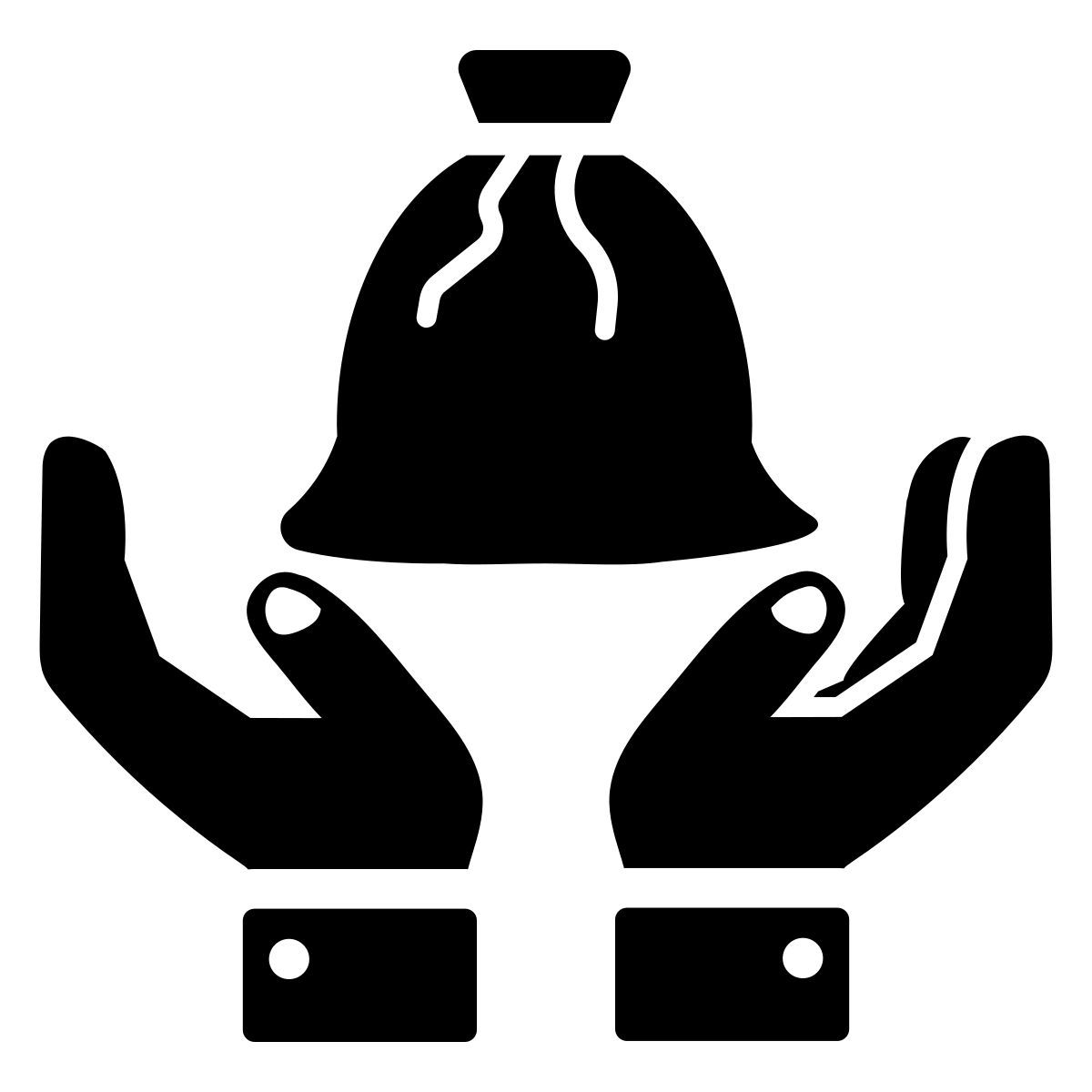mani che tengono un sacco di soldi icon