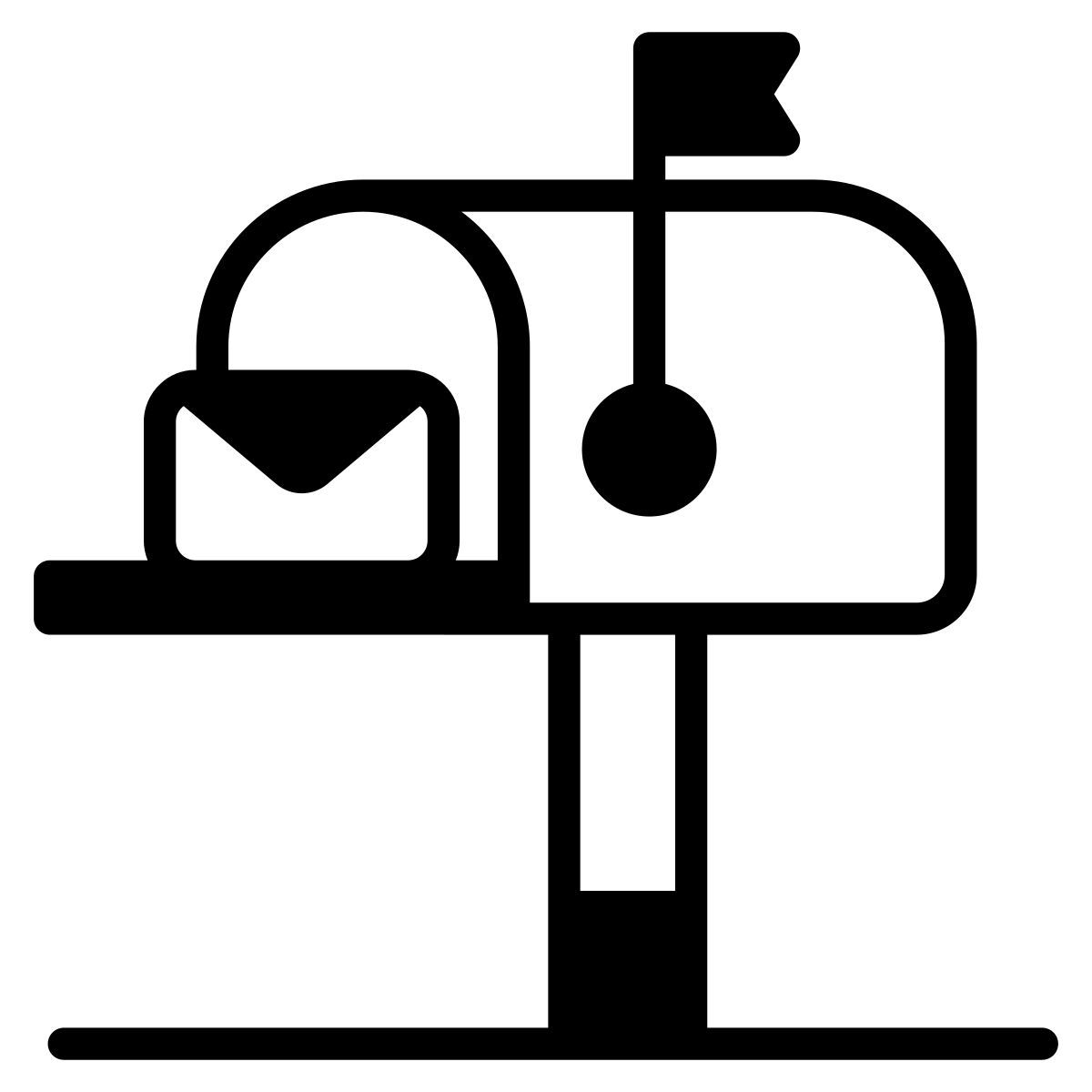 закрытый почтовый ящик, флаг опущен icon