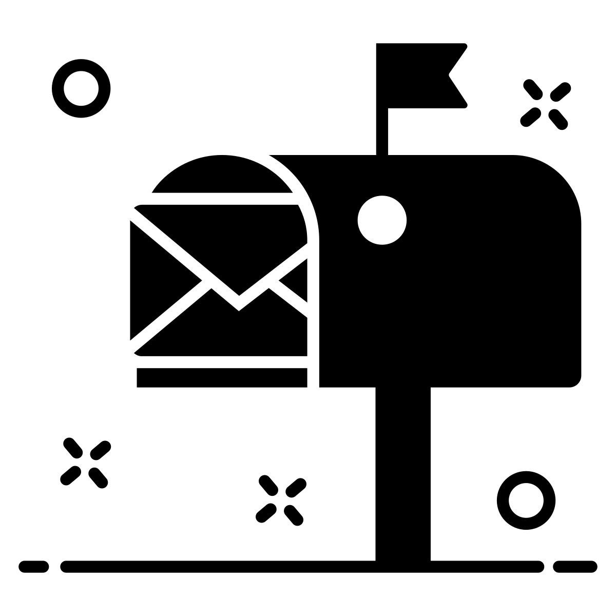 закрытый почтовый ящик, флаг поднят icon