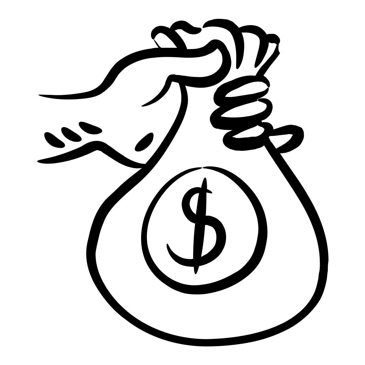 hand holding money bag icon