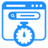 a blue and black web page with a stopwatch