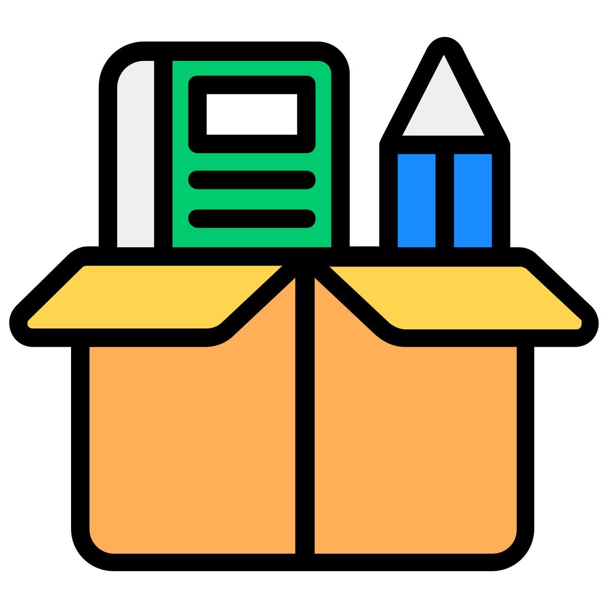 book and pencil in box icon