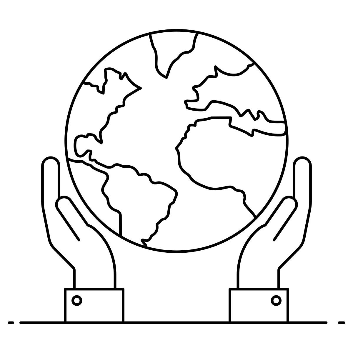hands holding globe icon