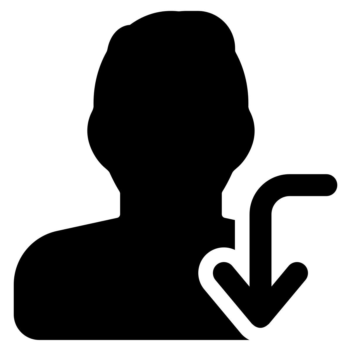 user curved down arrow icon