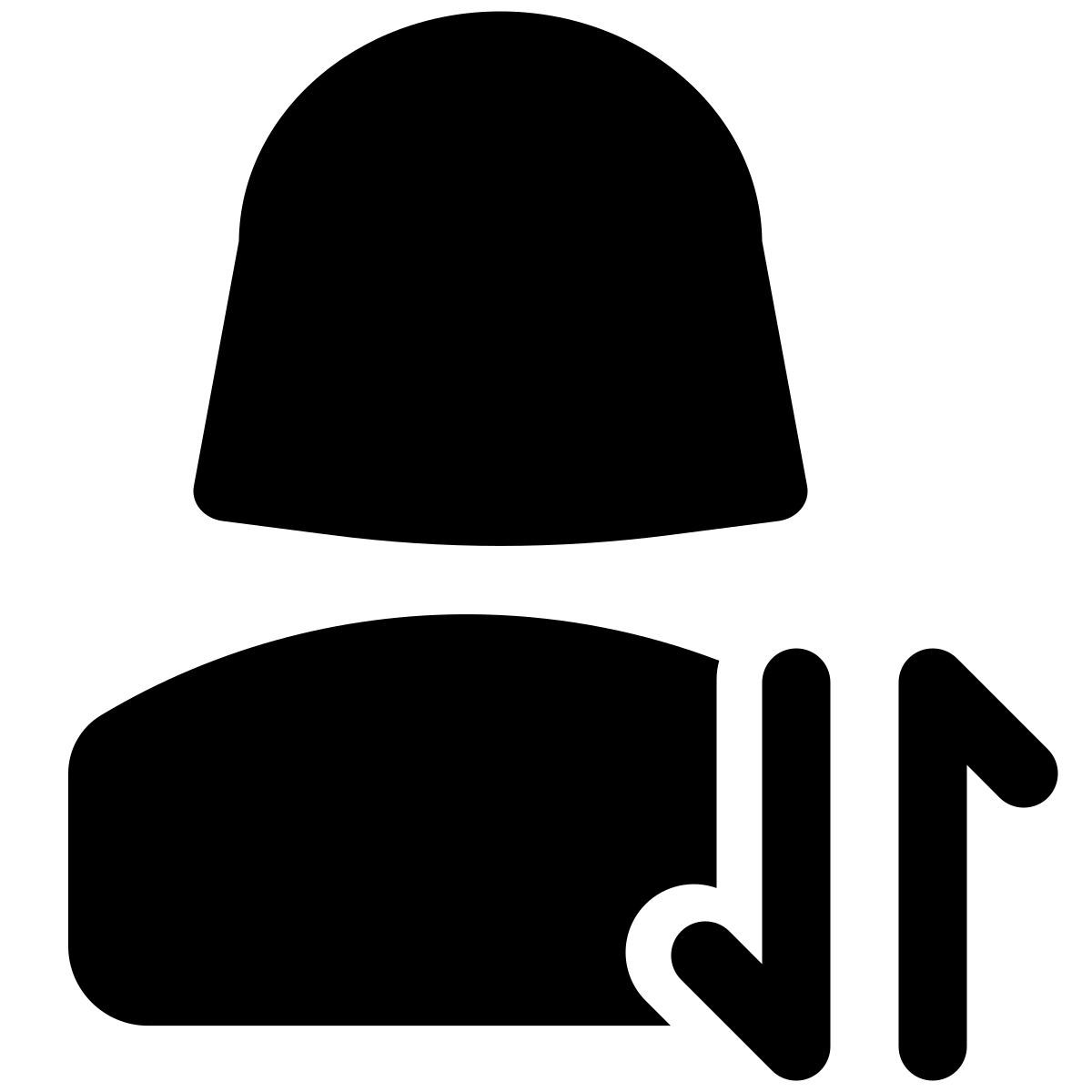 female user using both left and right arrows for multiple sections icon
