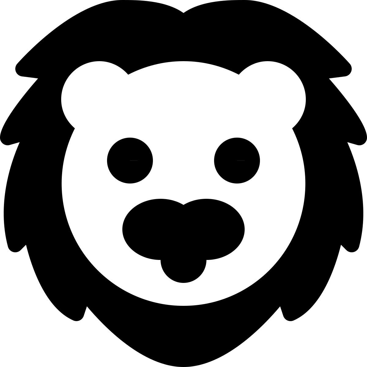 happy smiling lion face with long hair emoji icon