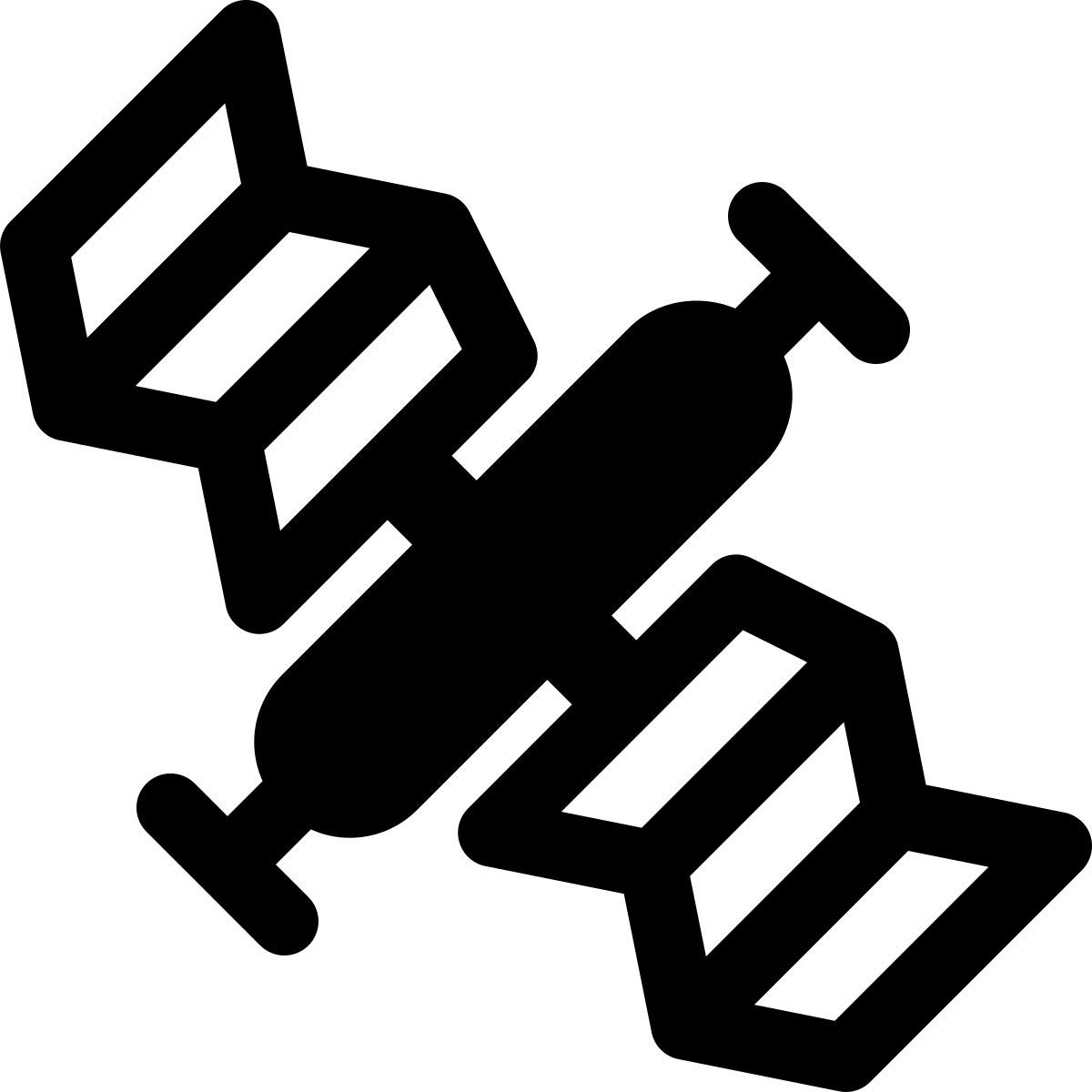 international space station satellite with multiples charging solar panel icon