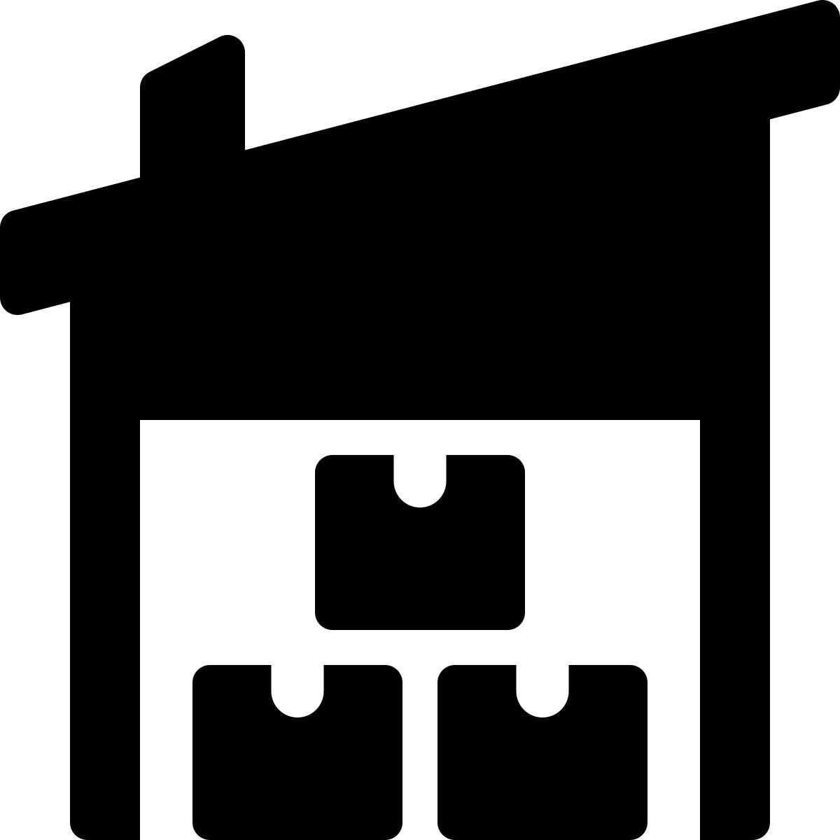 warehouse with boxes icon
