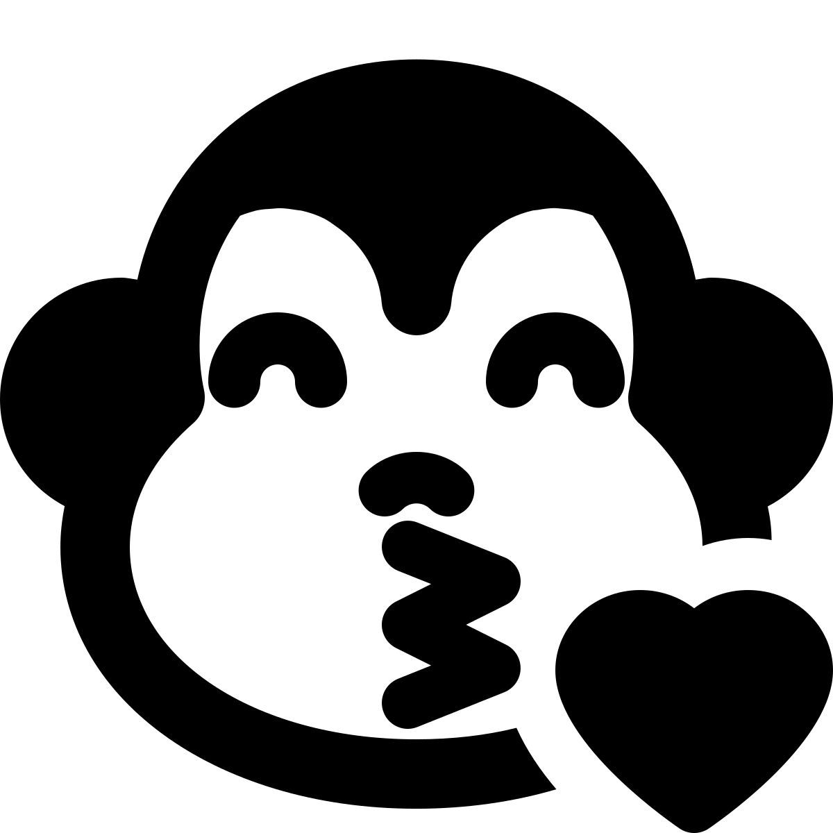 monkey with big eyes emoji blowing kiss with heart icon