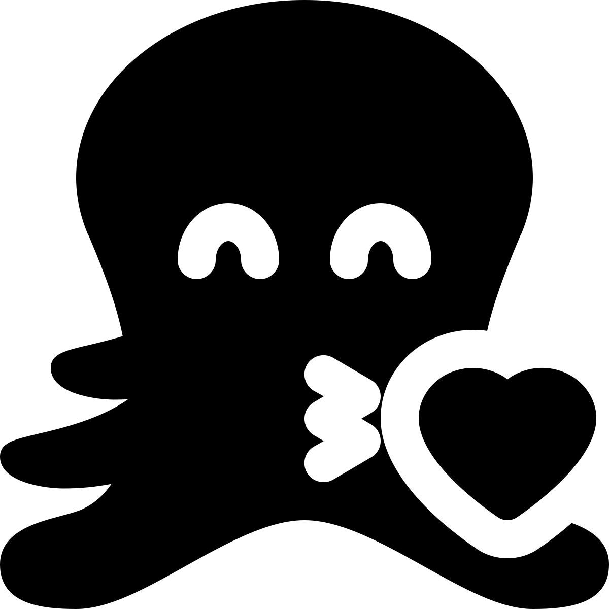 octopus with multiple legs emoji blowing kiss with heart icon