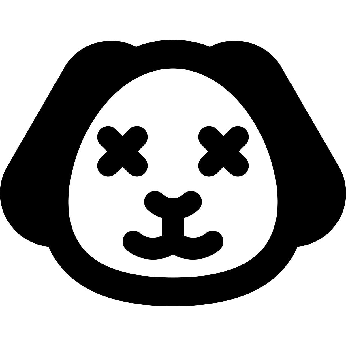 welpe im neutralen stadium mit gekreuzten augen icon