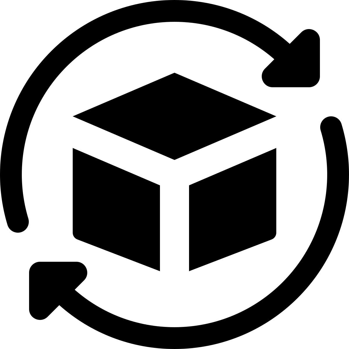 reload cube design with loop arrows layout icon