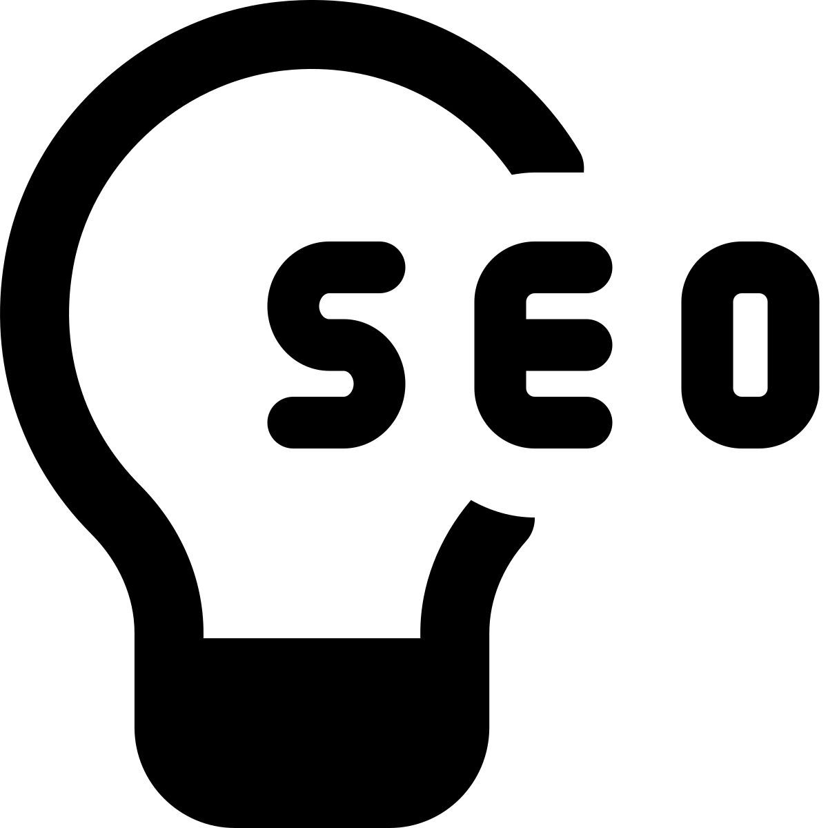 ideias e inovação seo externas com lâmpada de iluminação isolada em um fundo branco seo bold tal revivo icon