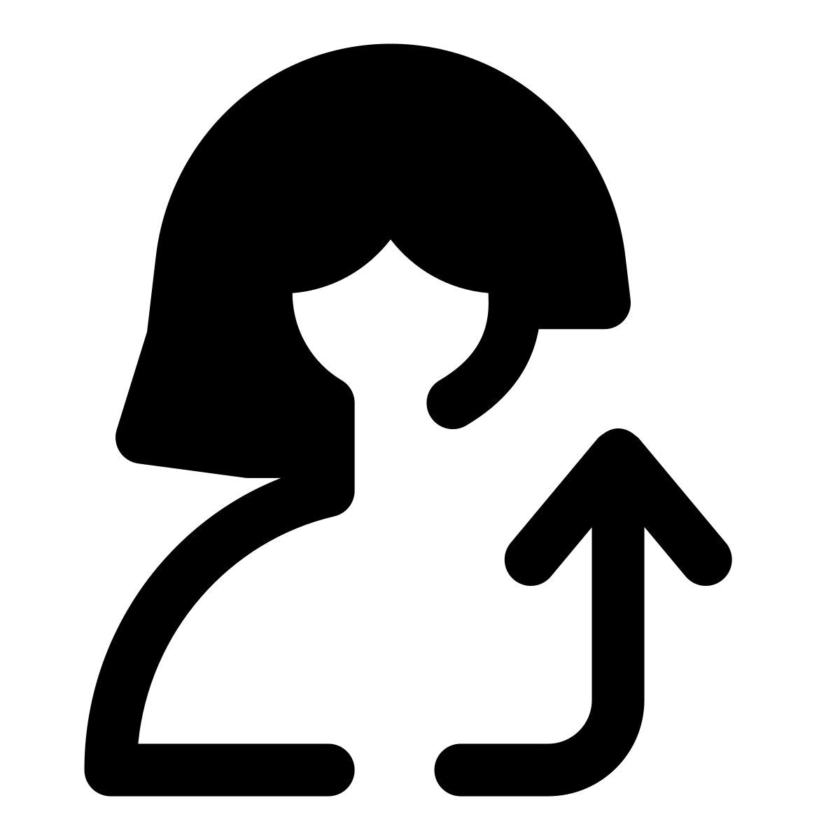single user with up direction arrow for straight navigation icon