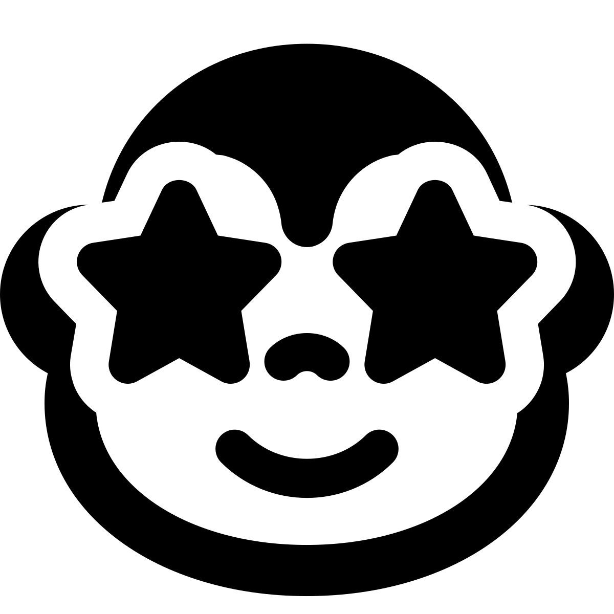 estrella pegada en los ojos del emoticón de mono icon