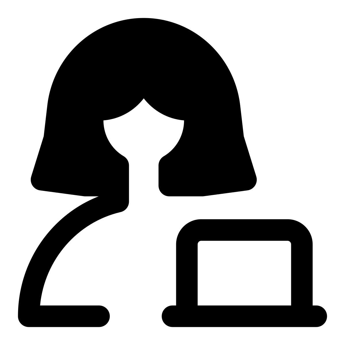 User or a programmer using a laptop for working online icon
