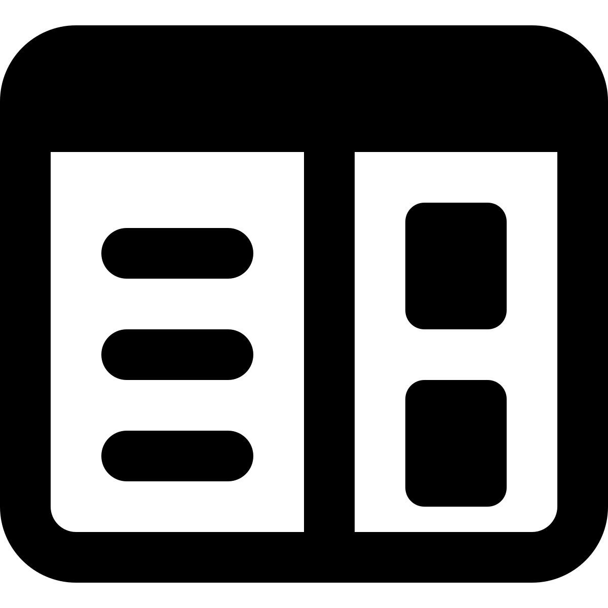 왼쪽에 콘텐츠, 왼쪽에 메뉴가 있는 웹 icon