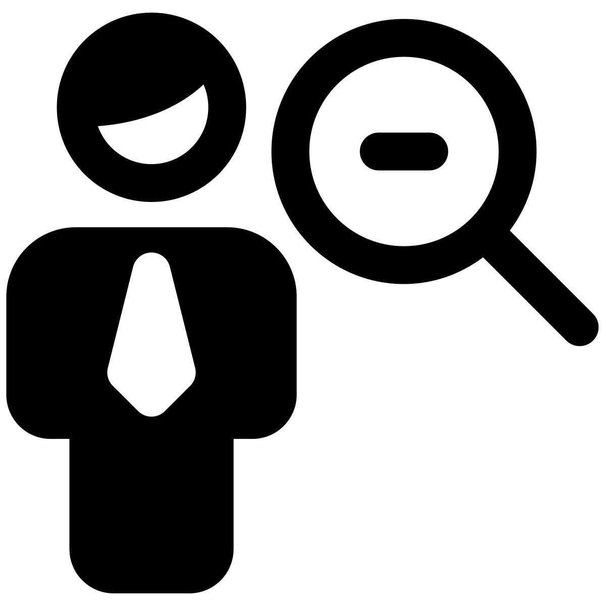 zooming in the list of businessman in company portal icon