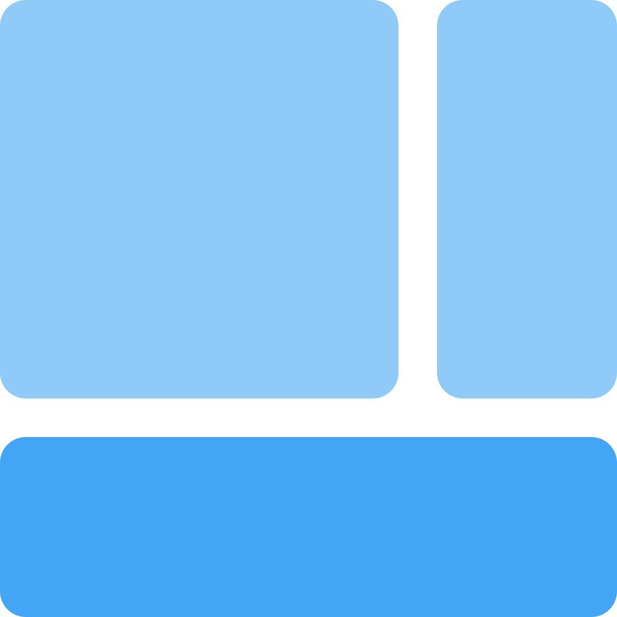 layout grid with footer icon