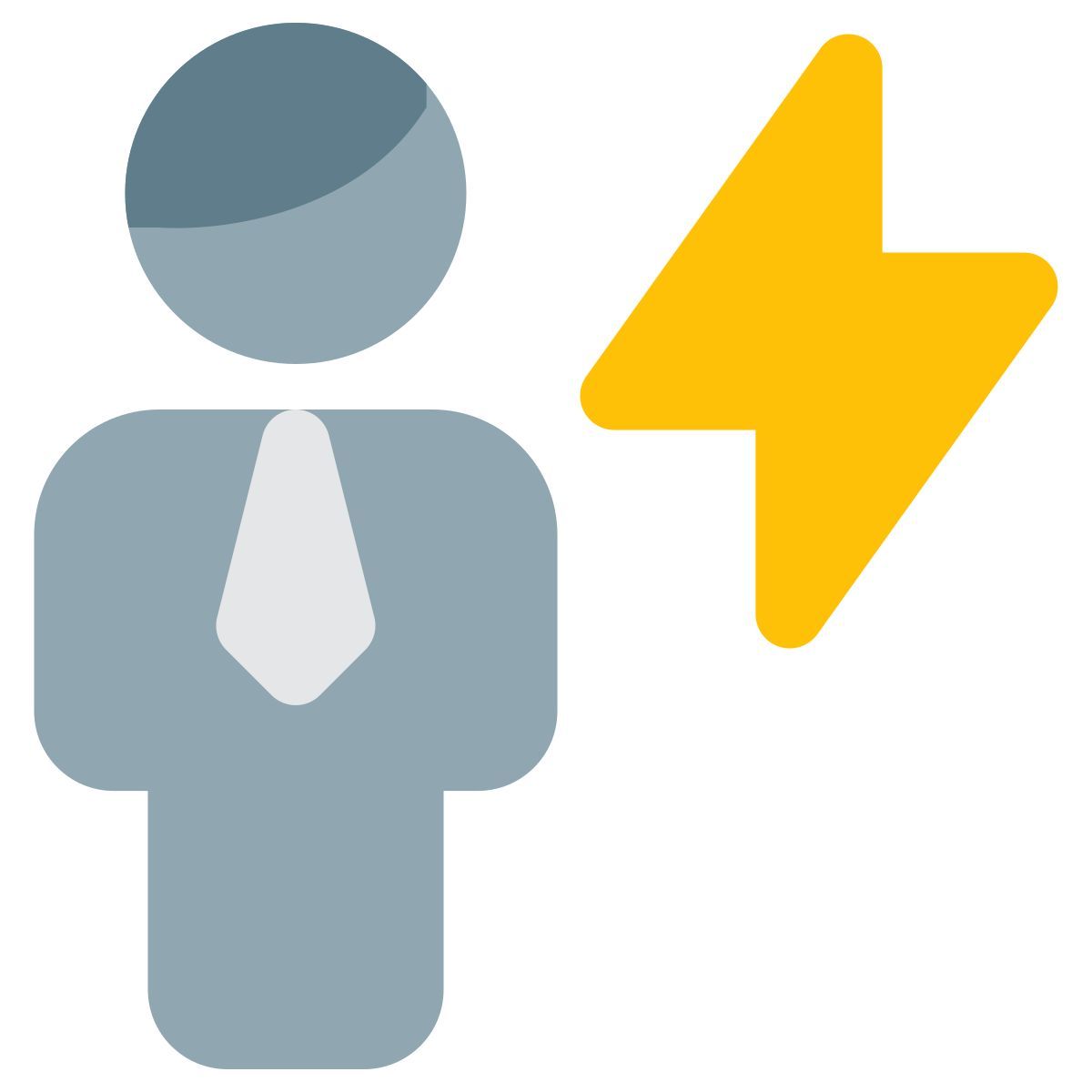 businessman with a flash layout isolated on a white background icon