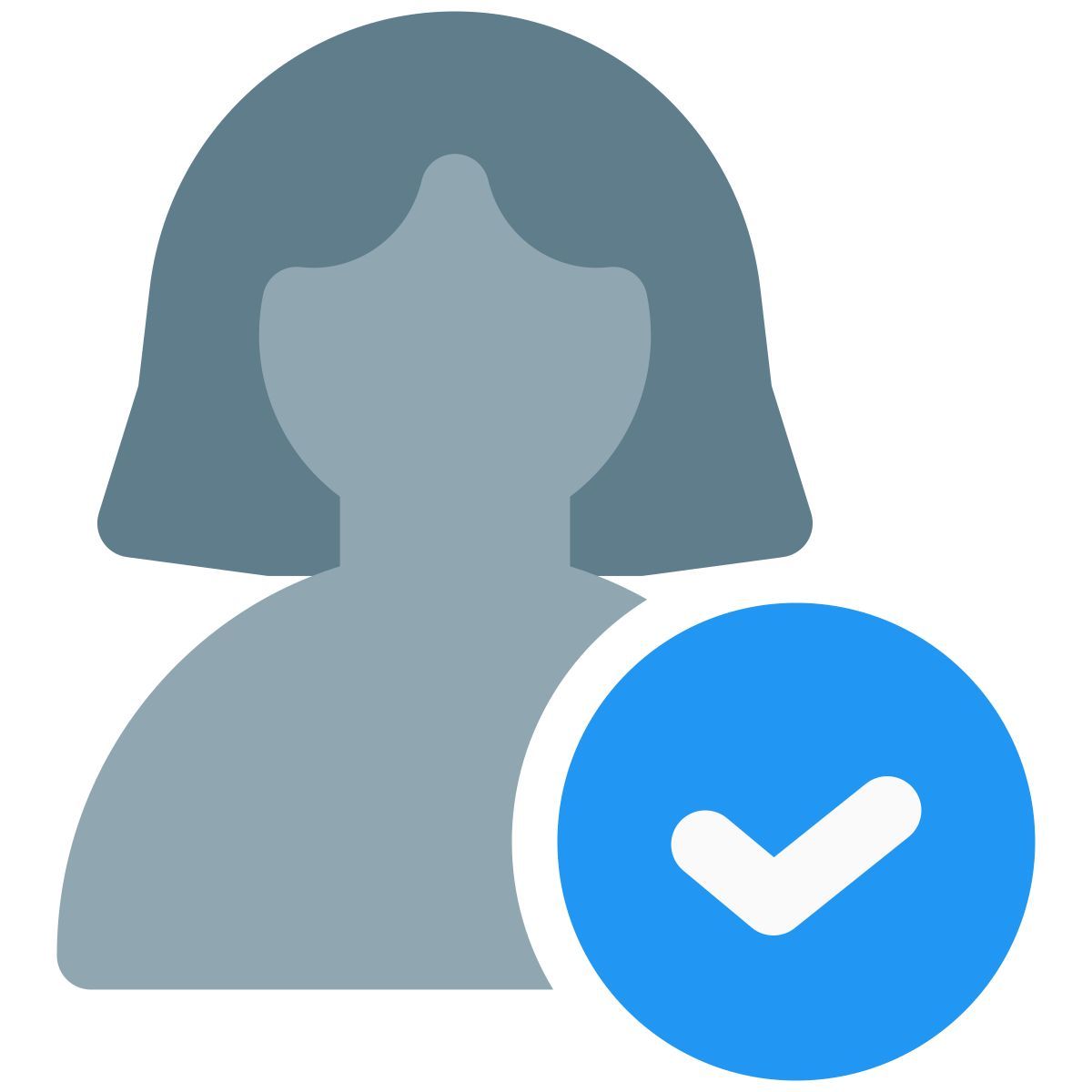 Check mark on a natural user for authentication and approval icon