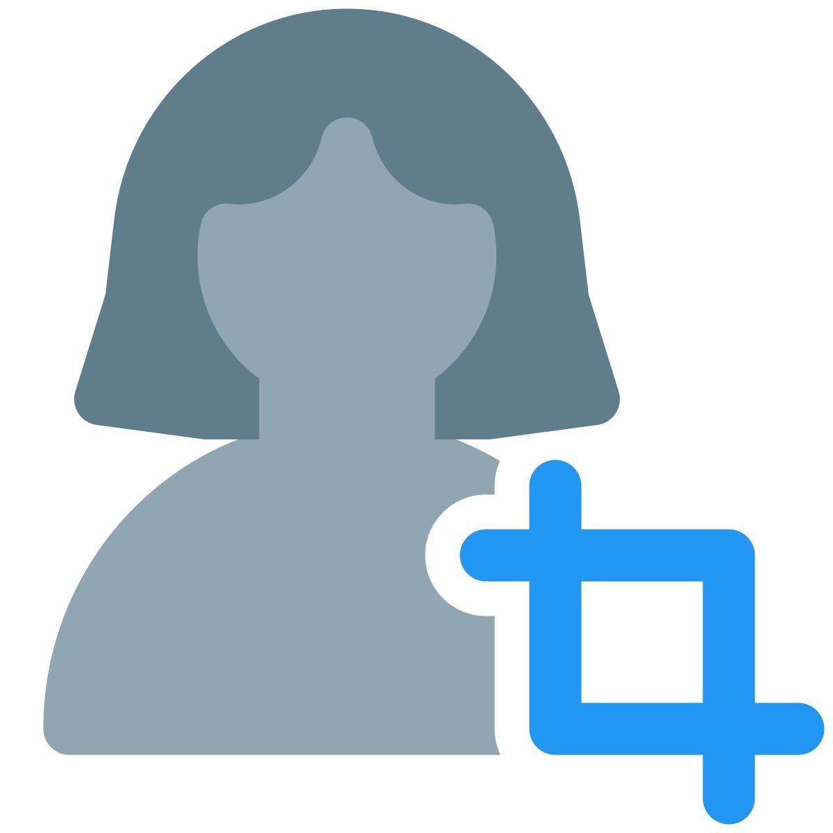 ritaglia l'immagine del profilo femminile per l'azienda icon