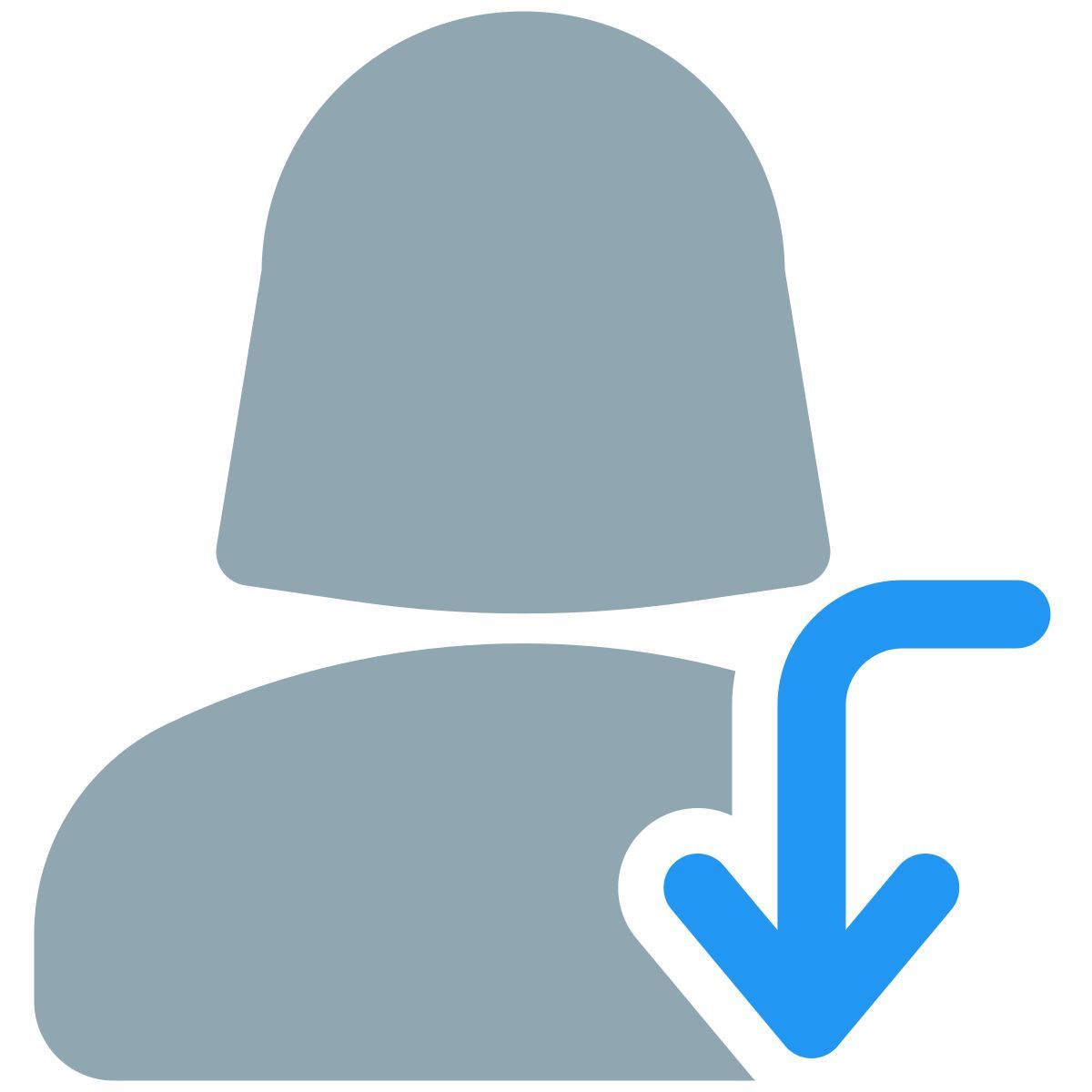 curve download arrow for female user profile data download icon