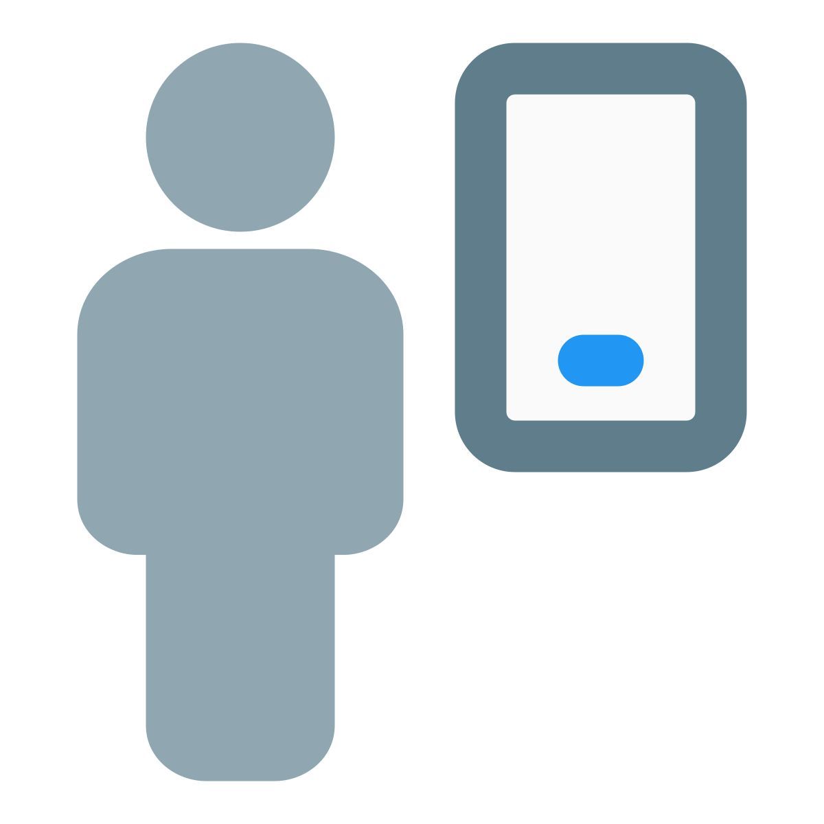 employee using web messenger on a smartphone icon