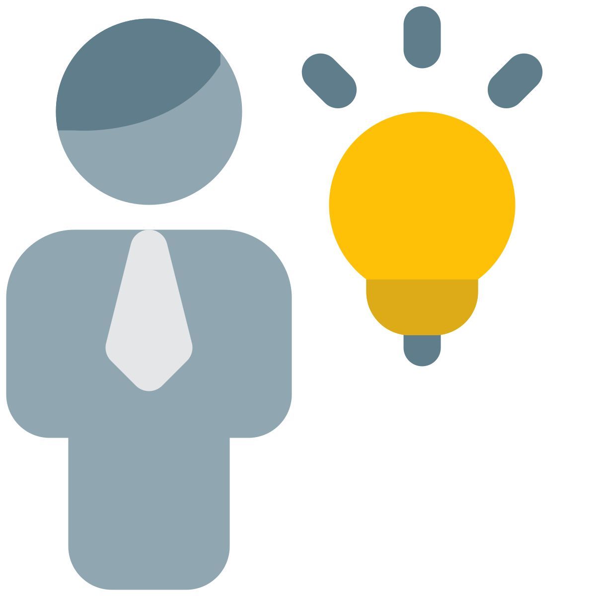 innovative idea for bright businessman isolated on white background icon