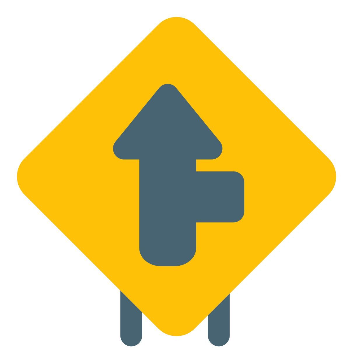 Incrocio stradale sul lato destro icon