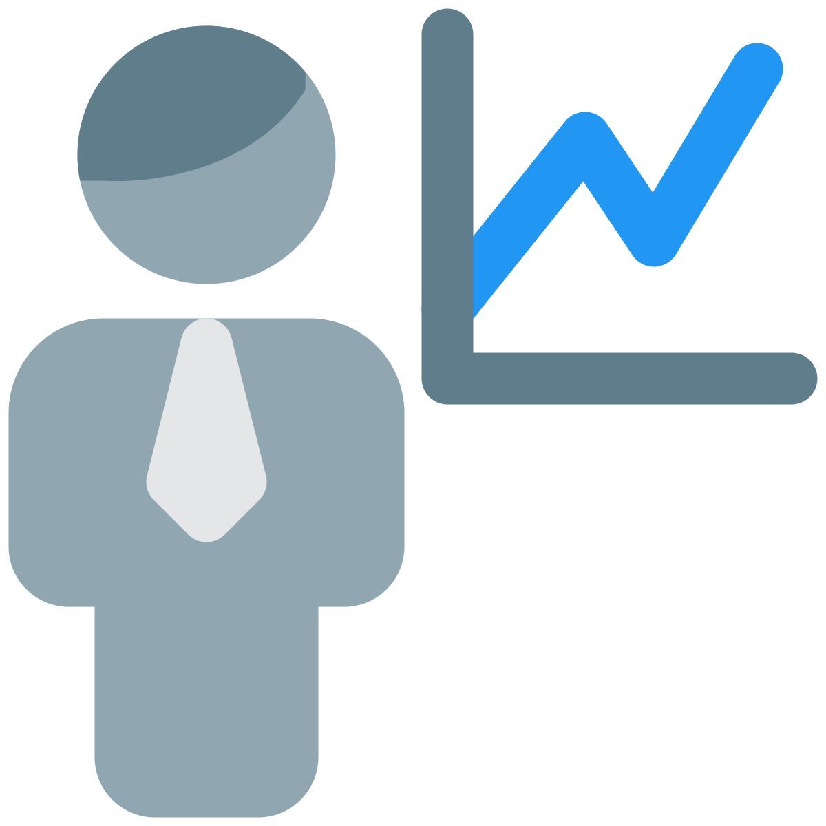 line chart of the businessman with sales graph icon