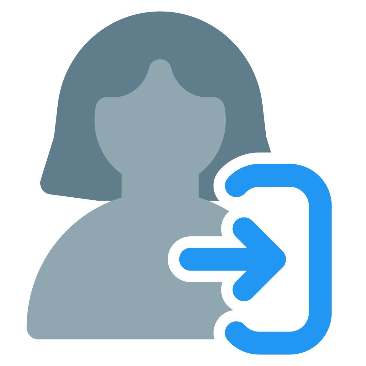 login access of a user with a right direction arrow key icon
