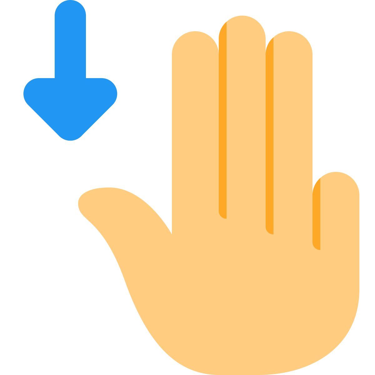 three finger drag down icon